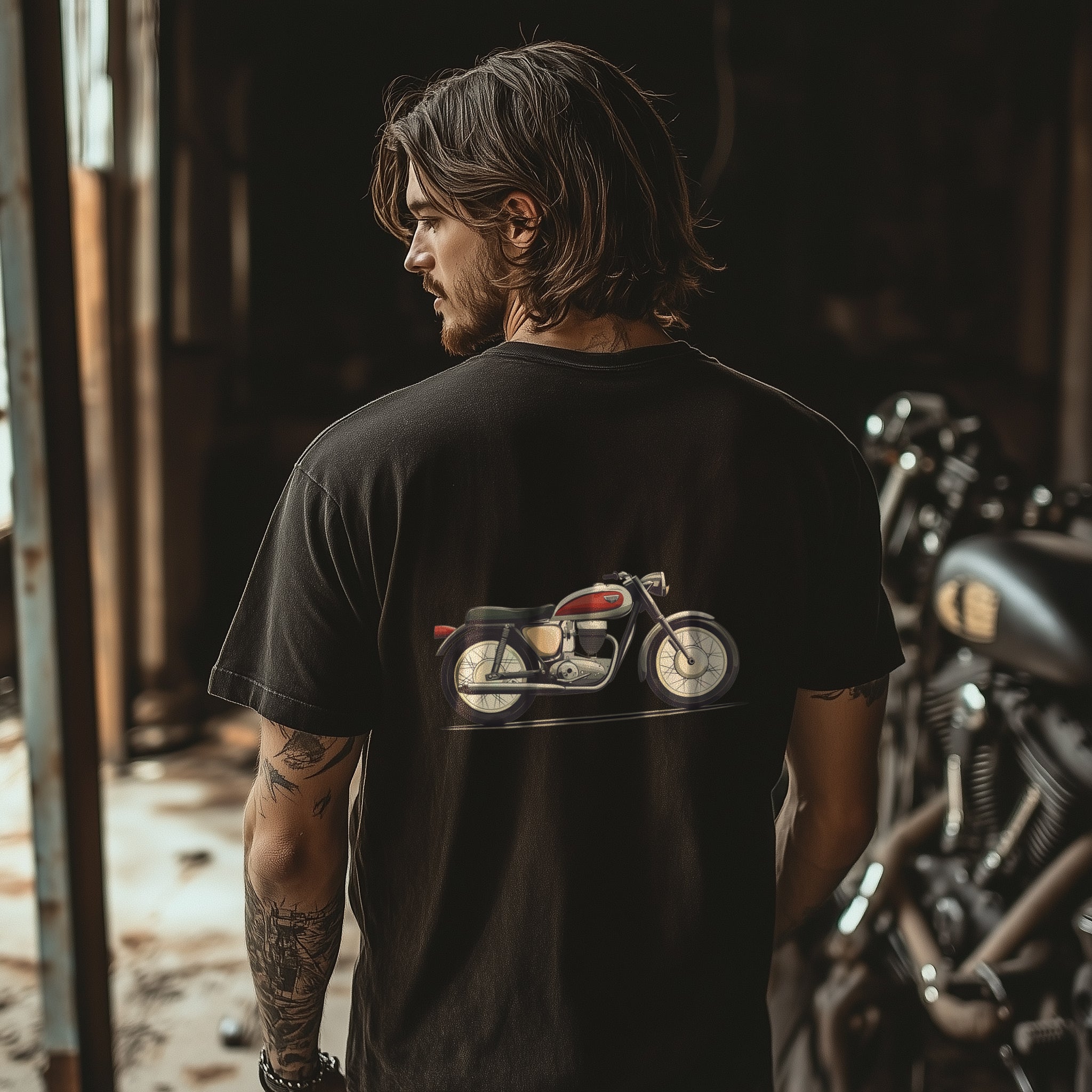 Classic Motorcycle T-Shirt (Back Print) – Vintage Cruiser Edition