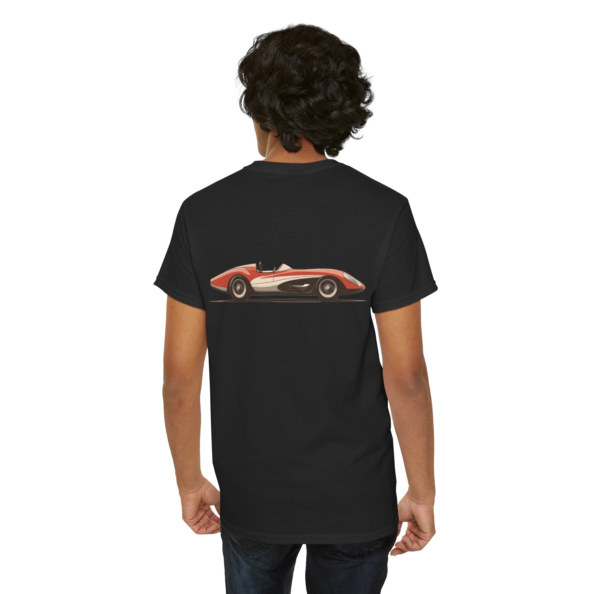 Red and White Race Car T-Shirt (Back Print) – Speed Legend Edition