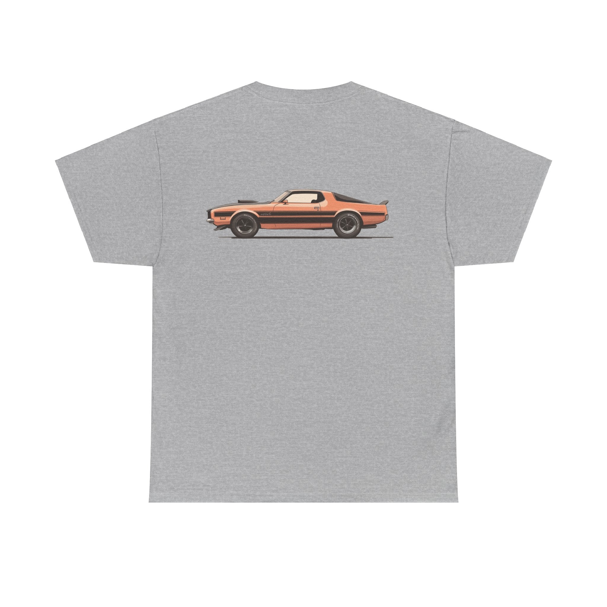 Orange Muscle Car T-Shirt (Back Print) – Retro Power Edition