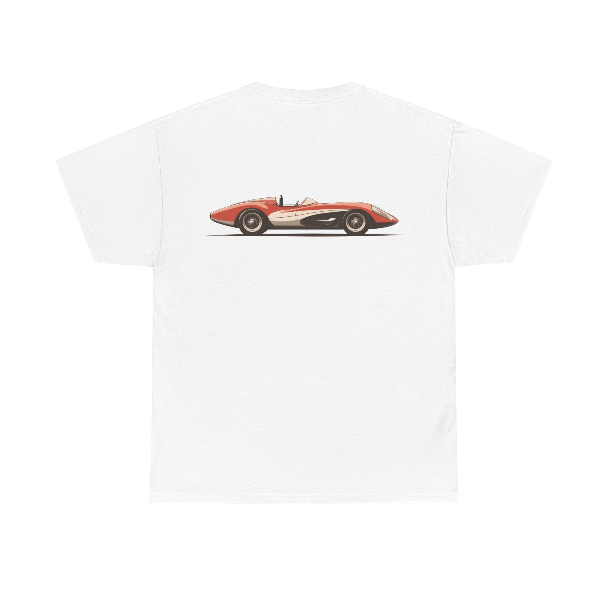 Red and White Race Car T-Shirt (Back Print) – Speed Legend Edition