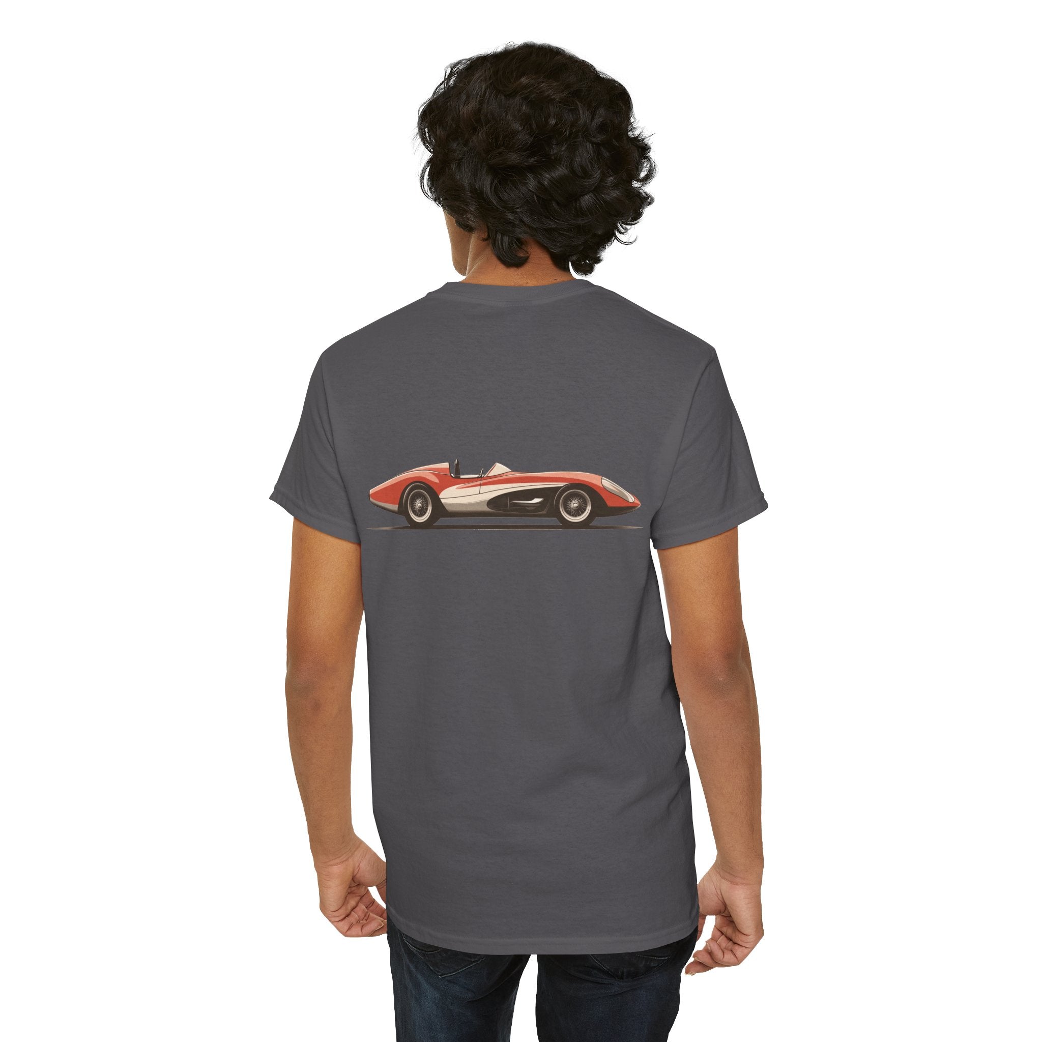 Red and White Race Car T-Shirt (Back Print) – Speed Legend Edition