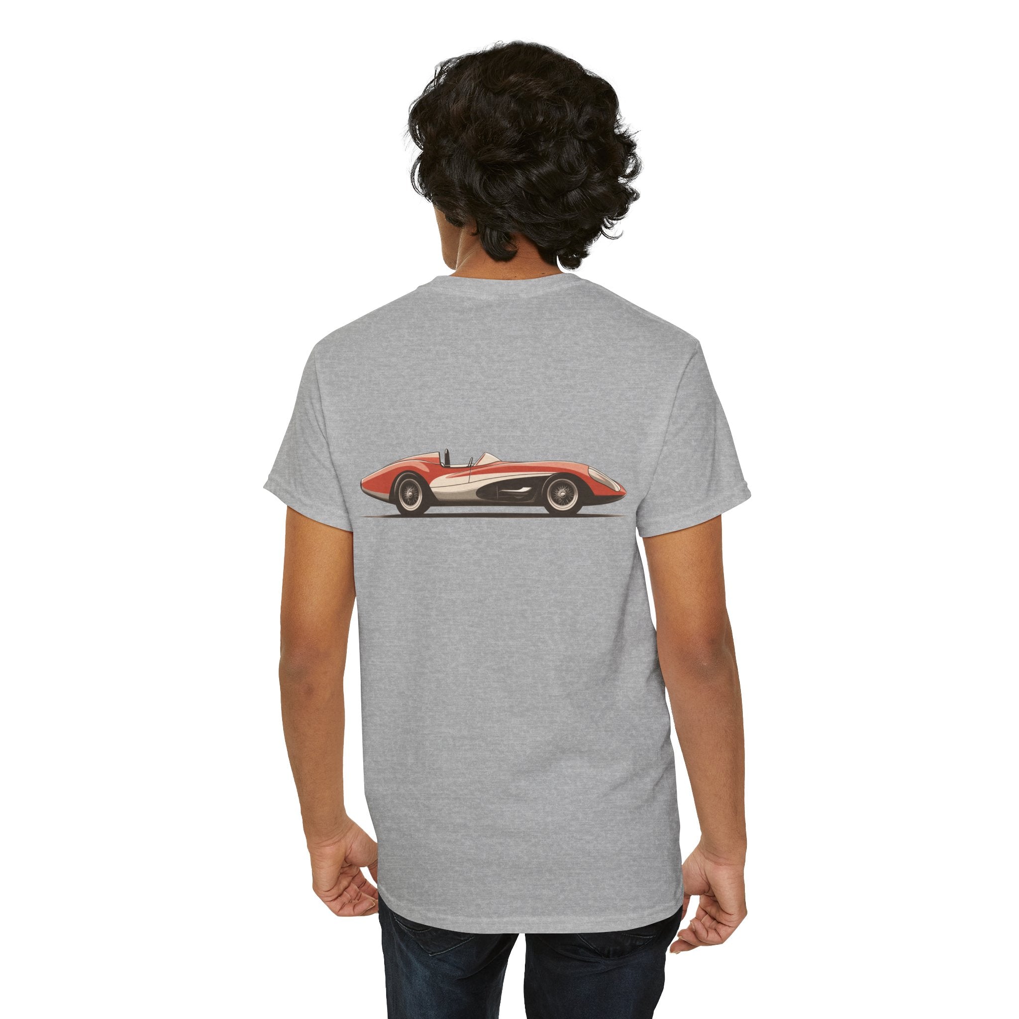 Red and White Race Car T-Shirt (Back Print) – Speed Legend Edition