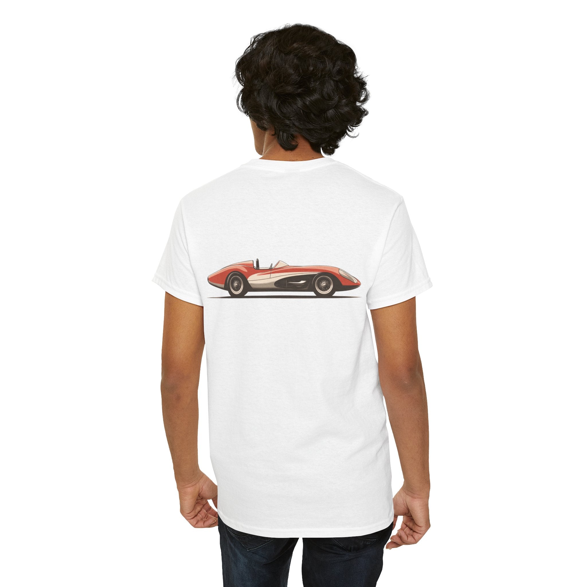 Red and White Race Car T-Shirt (Back Print) – Speed Legend Edition