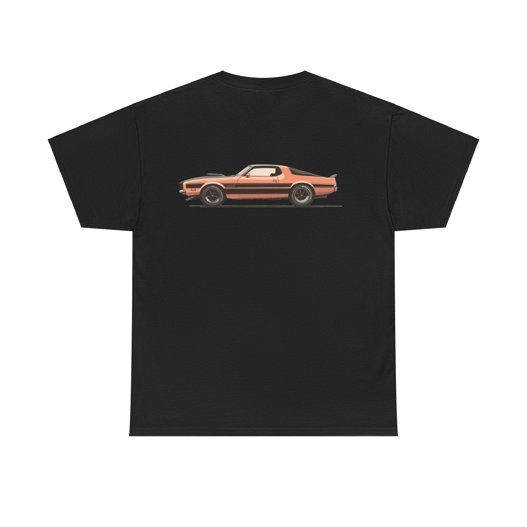 Orange Muscle Car T-Shirt (Back Print) – Retro Power Edition