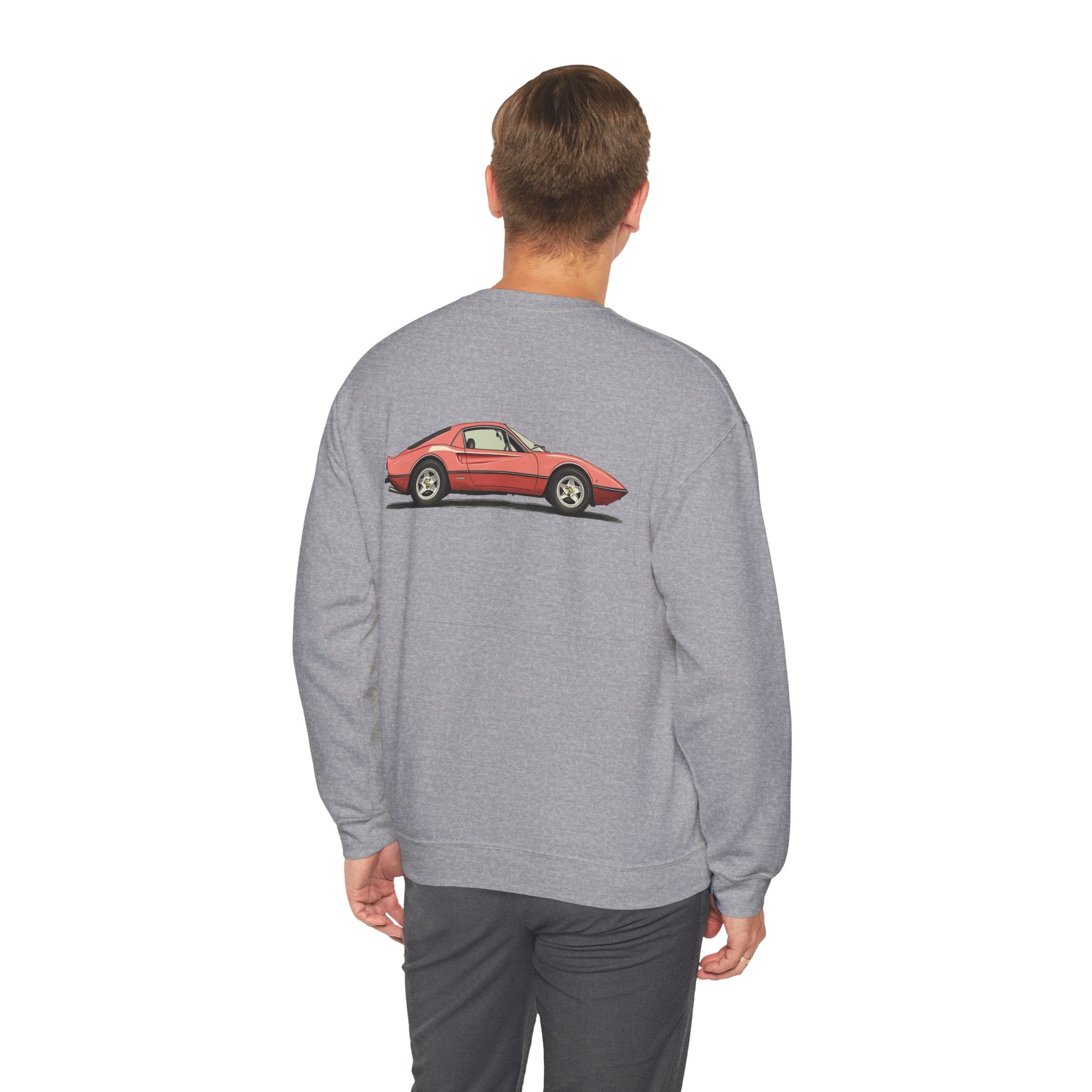 Red Sports Car Crewneck (Back Print) – Retro Racer Edition