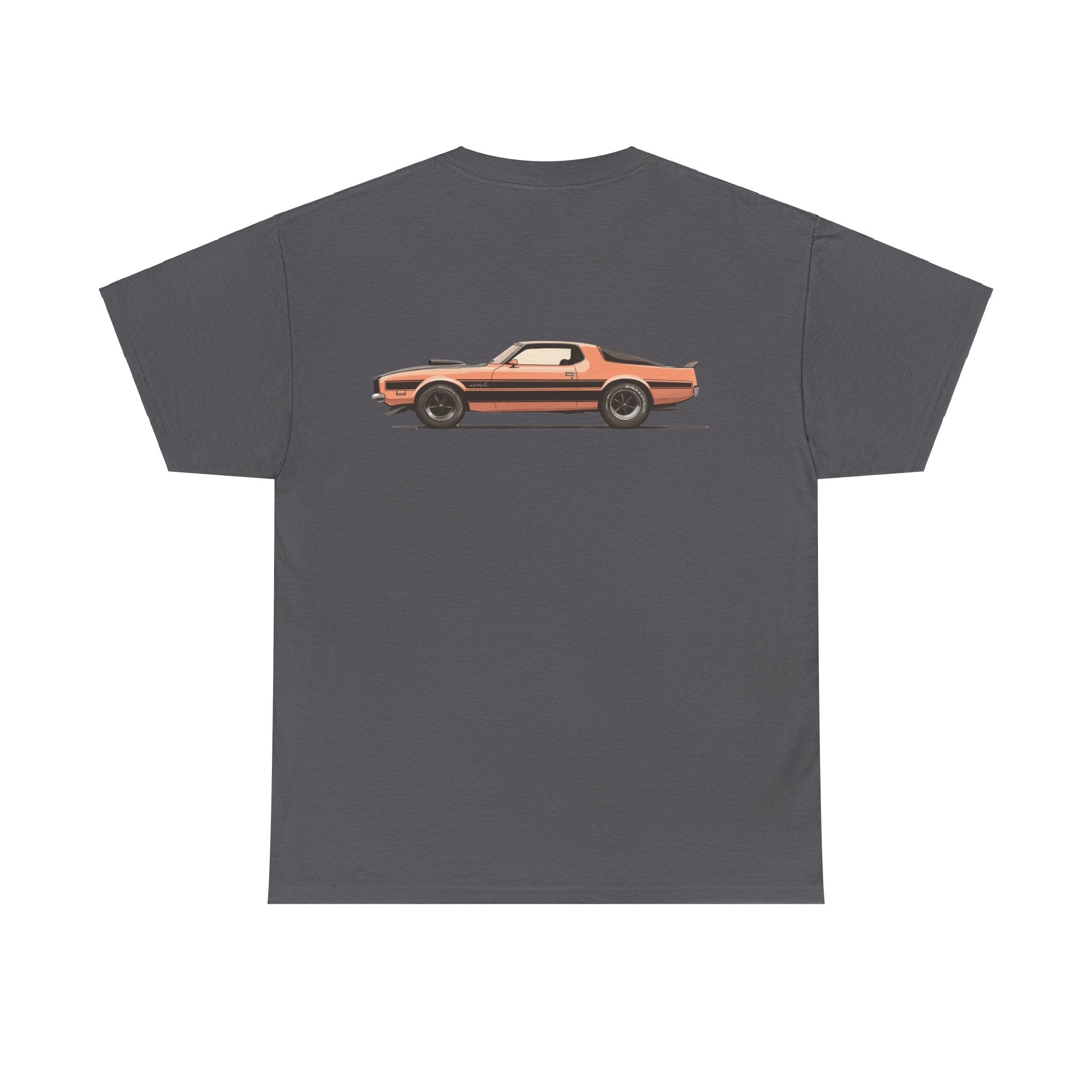 Orange Muscle Car T-Shirt (Back Print) – Retro Power Edition