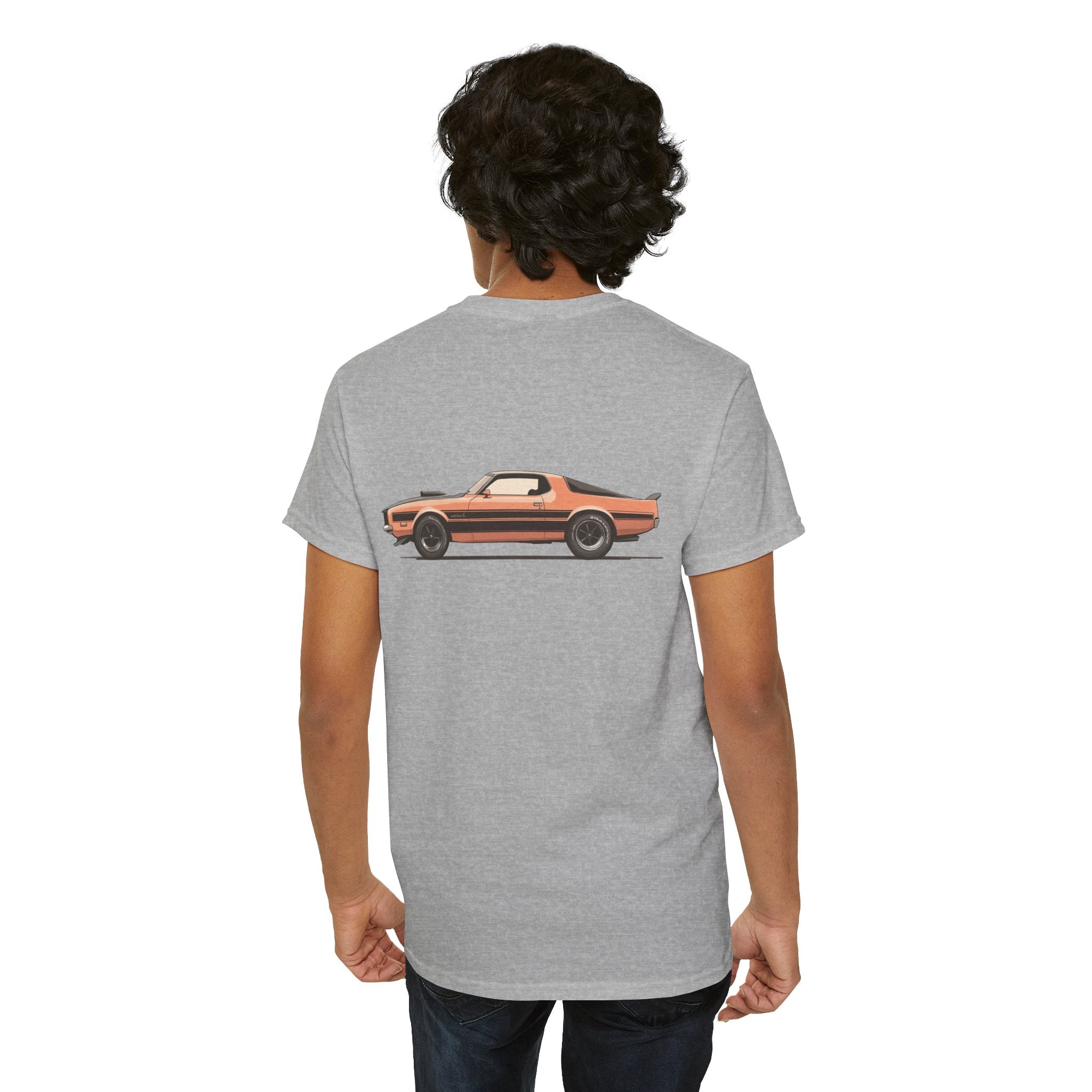 Orange Muscle Car T-Shirt (Back Print) – Retro Power Edition