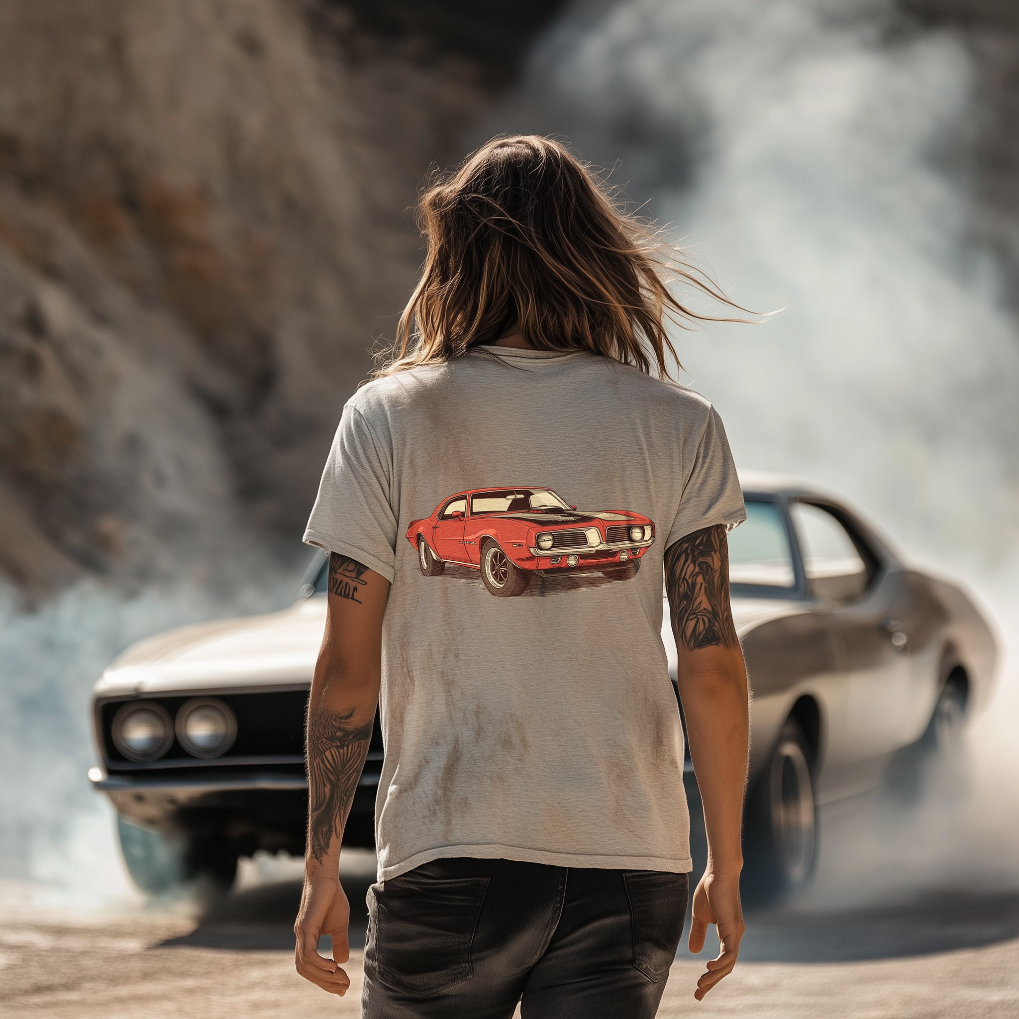 Red Muscle Car T-Shirt (Back Print) – Classic Speed Edition